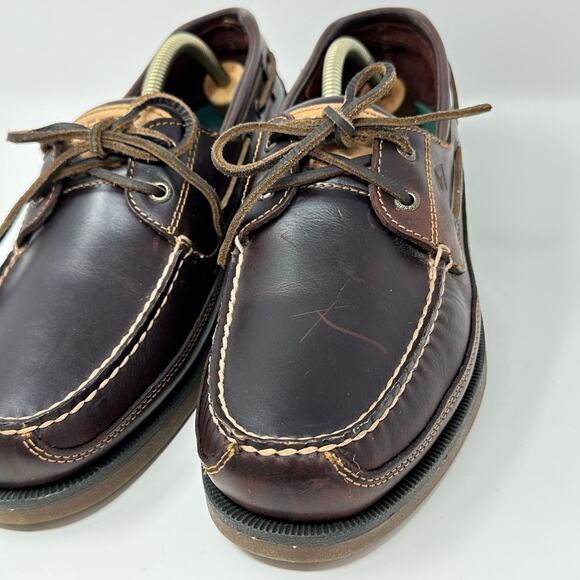 Sperry Top-Sider 2-Eye Leather Boat Shoes Mens 11 W Brown Deck Moccasin Slip On